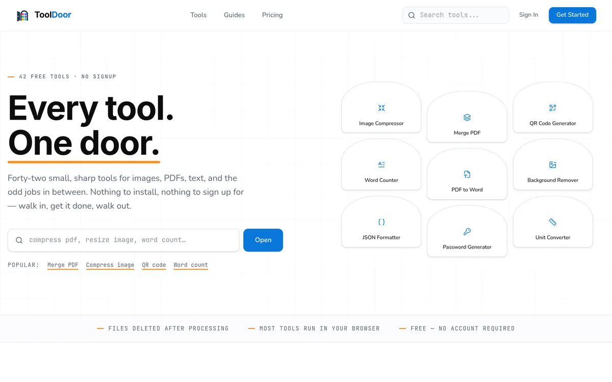 ToolDoor — screenshot of the live product